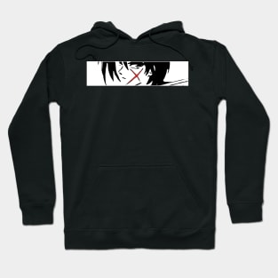 RK3 Kenshin Himura Red Sword Scar from Samurai X Remake / Rurouni Kenshin Meiji Kenkaku Romantan Cool Minimalist Vector Anime Eyes Characters x Animangapoi August 2023 Hoodie